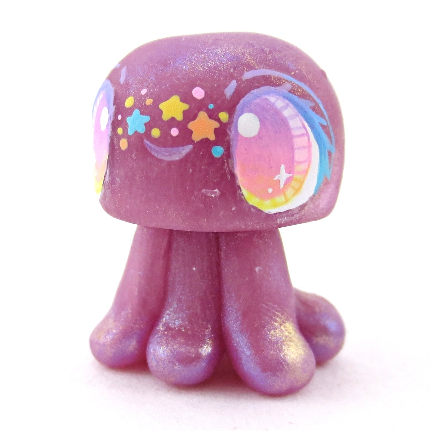 Purple Rainbow Star Freckle Jellyfish Figurine - Polymer Clay Celestial Sea Animals