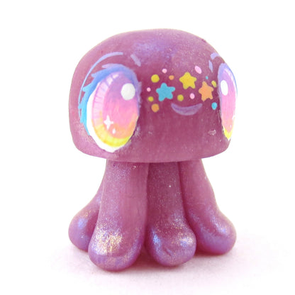 Purple Rainbow Star Freckle Jellyfish Figurine - Polymer Clay Celestial Sea Animals