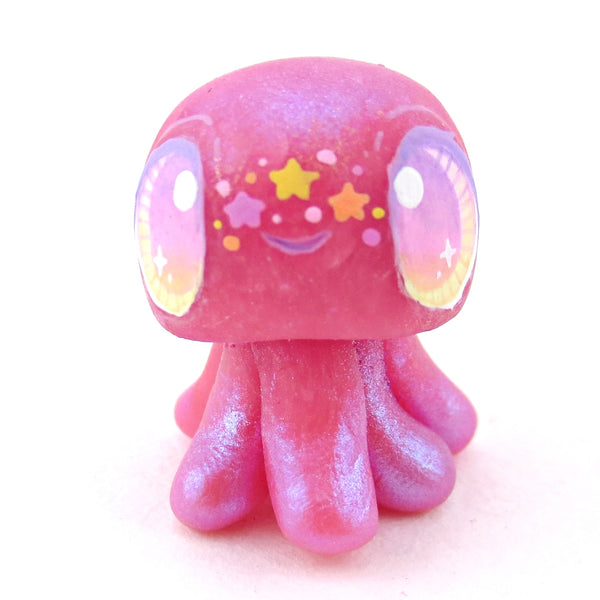 Pink Rainbow Star Freckle Jellyfish Figurine - Polymer Clay Celestial Sea Animals