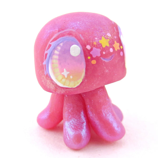 Pink Rainbow Star Freckle Jellyfish Figurine - Polymer Clay Celestial Sea Animals