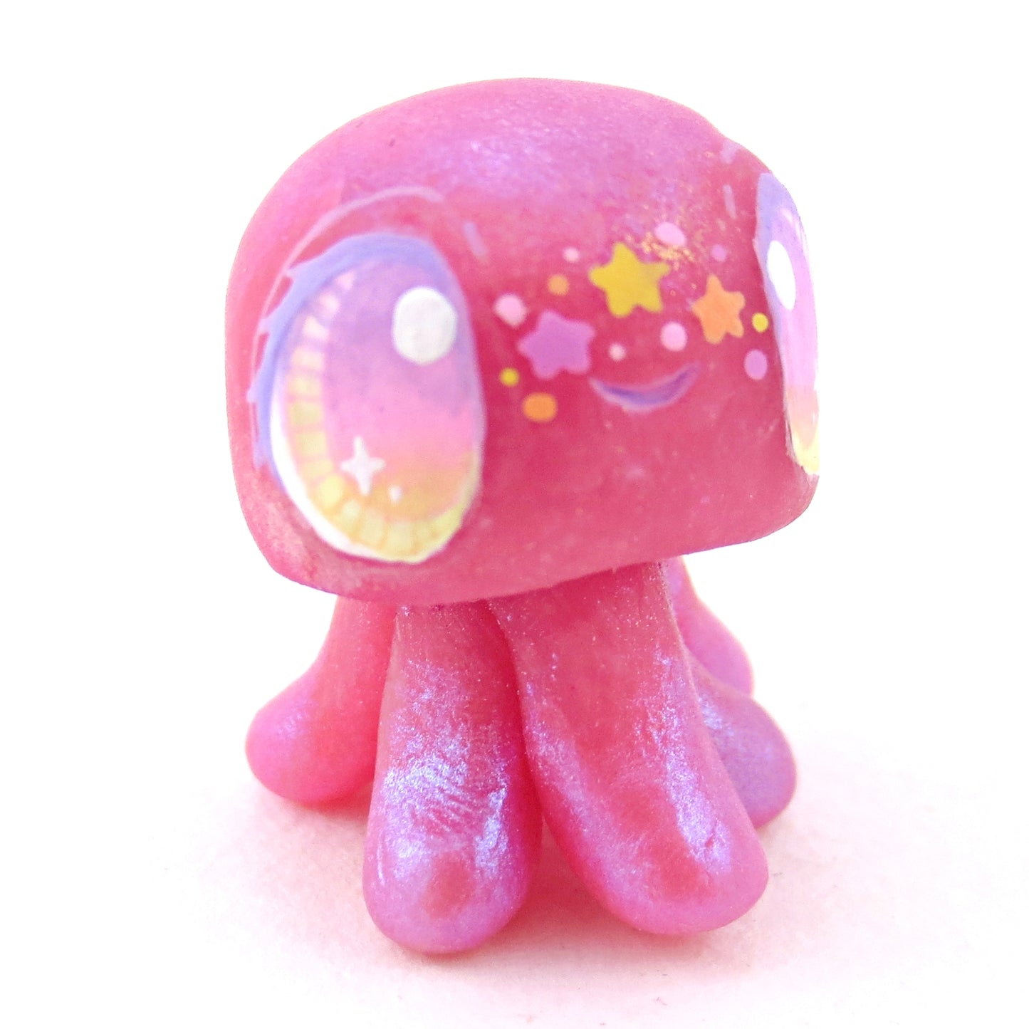 Pink Rainbow Star Freckle Jellyfish Figurine - Polymer Clay Celestial Sea Animals