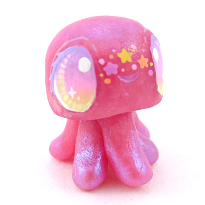 Pink Rainbow Star Freckle Jellyfish Figurine - Polymer Clay Celestial Sea Animals