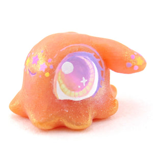 Peachy Orange Rainbow Star Freckle Dumbo Octopus Figurine - Polymer Clay Celestial Sea Animals