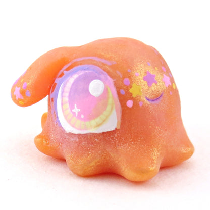 Peachy Orange Rainbow Star Freckle Dumbo Octopus Figurine - Polymer Clay Celestial Sea Animals