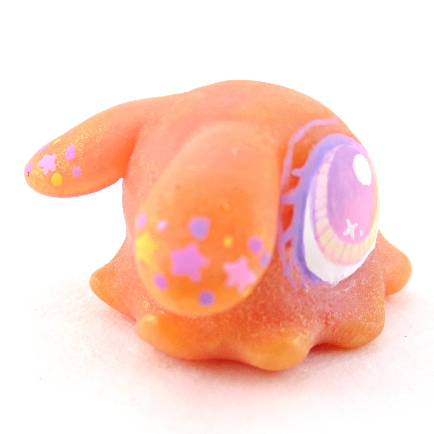 Peachy Orange Rainbow Star Freckle Dumbo Octopus Figurine - Polymer Clay Celestial Sea Animals