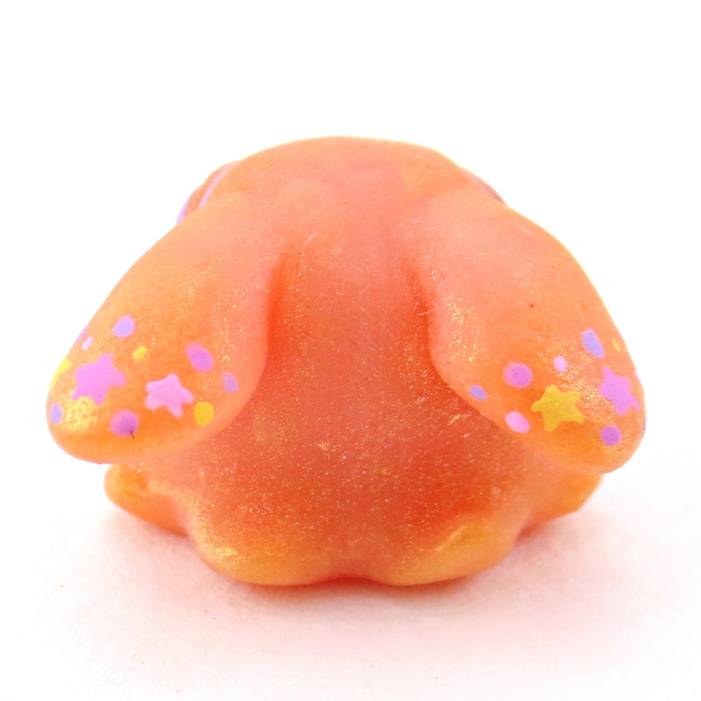 Peachy Orange Rainbow Star Freckle Dumbo Octopus Figurine - Polymer Clay Celestial Sea Animals