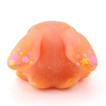 Peachy Orange Rainbow Star Freckle Dumbo Octopus Figurine - Polymer Clay Celestial Sea Animals