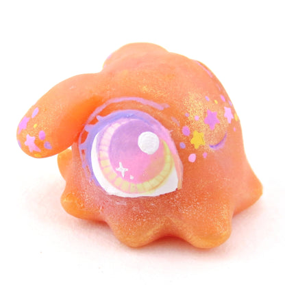 Peachy Orange Rainbow Star Freckle Dumbo Octopus Figurine - Polymer Clay Celestial Sea Animals