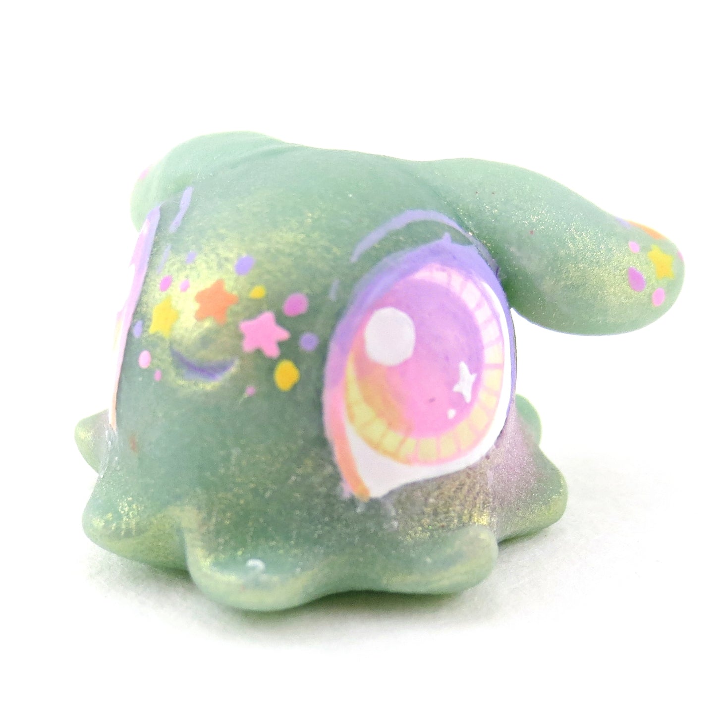 Light Blue Rainbow Star Freckle Dumbo Octopus Figurine - Polymer Clay Celestial Sea Animals