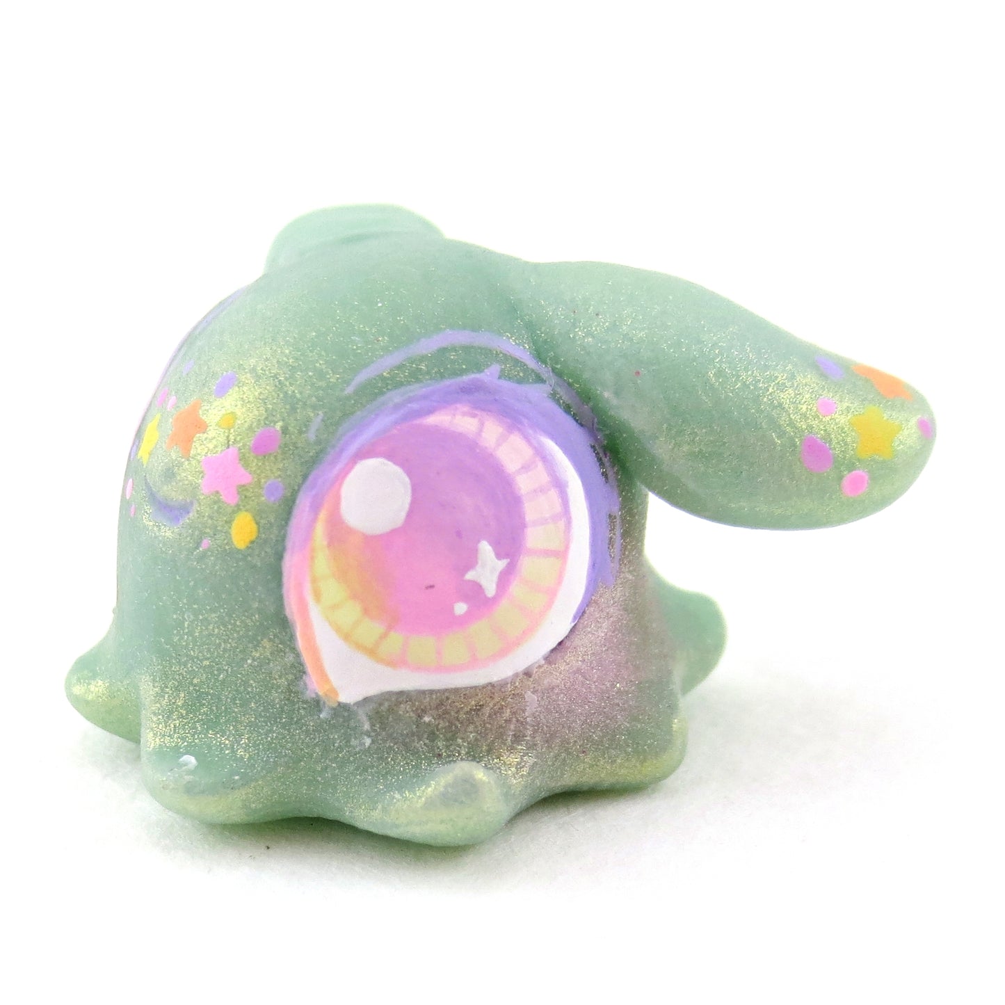 Light Blue Rainbow Star Freckle Dumbo Octopus Figurine - Polymer Clay Celestial Sea Animals