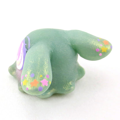 Light Blue Rainbow Star Freckle Dumbo Octopus Figurine - Polymer Clay Celestial Sea Animals