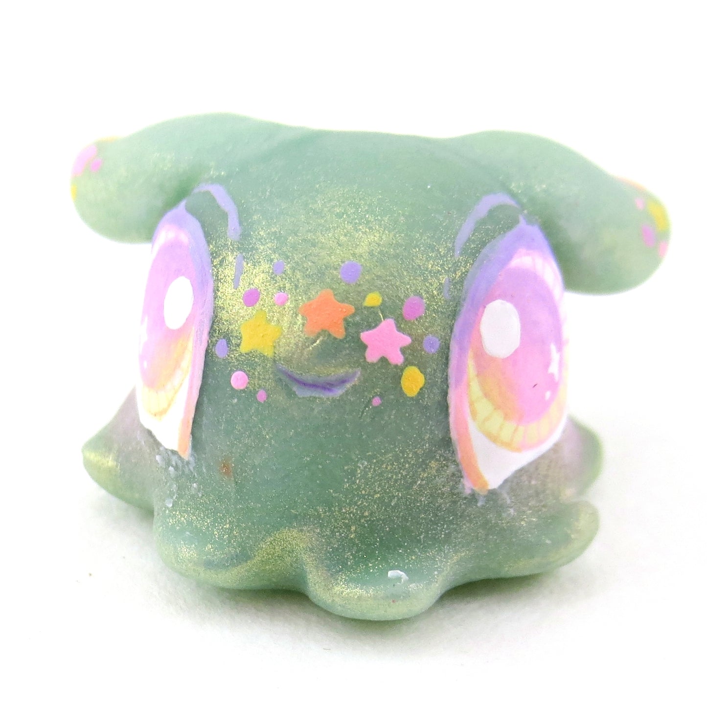 Light Blue Rainbow Star Freckle Dumbo Octopus Figurine - Polymer Clay Celestial Sea Animals