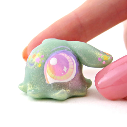 Light Blue Rainbow Star Freckle Dumbo Octopus Figurine - Polymer Clay Celestial Sea Animals