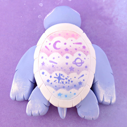 Purple Ombre Cloud Shell Turtle Figurine - Polymer Clay Celestial Sea Animals