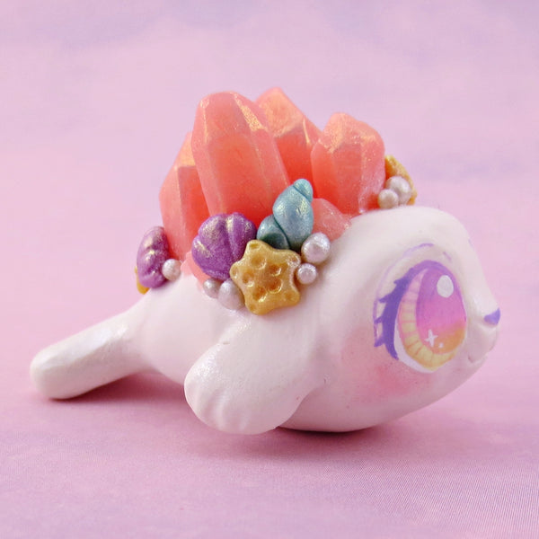 Peachy Crystal Seashell Baby Seal Figurine - Polymer Clay Celestial Sea Animals