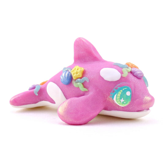 Seashell Pink/Purple Orca Figurine - Polymer Clay Ocean Collection