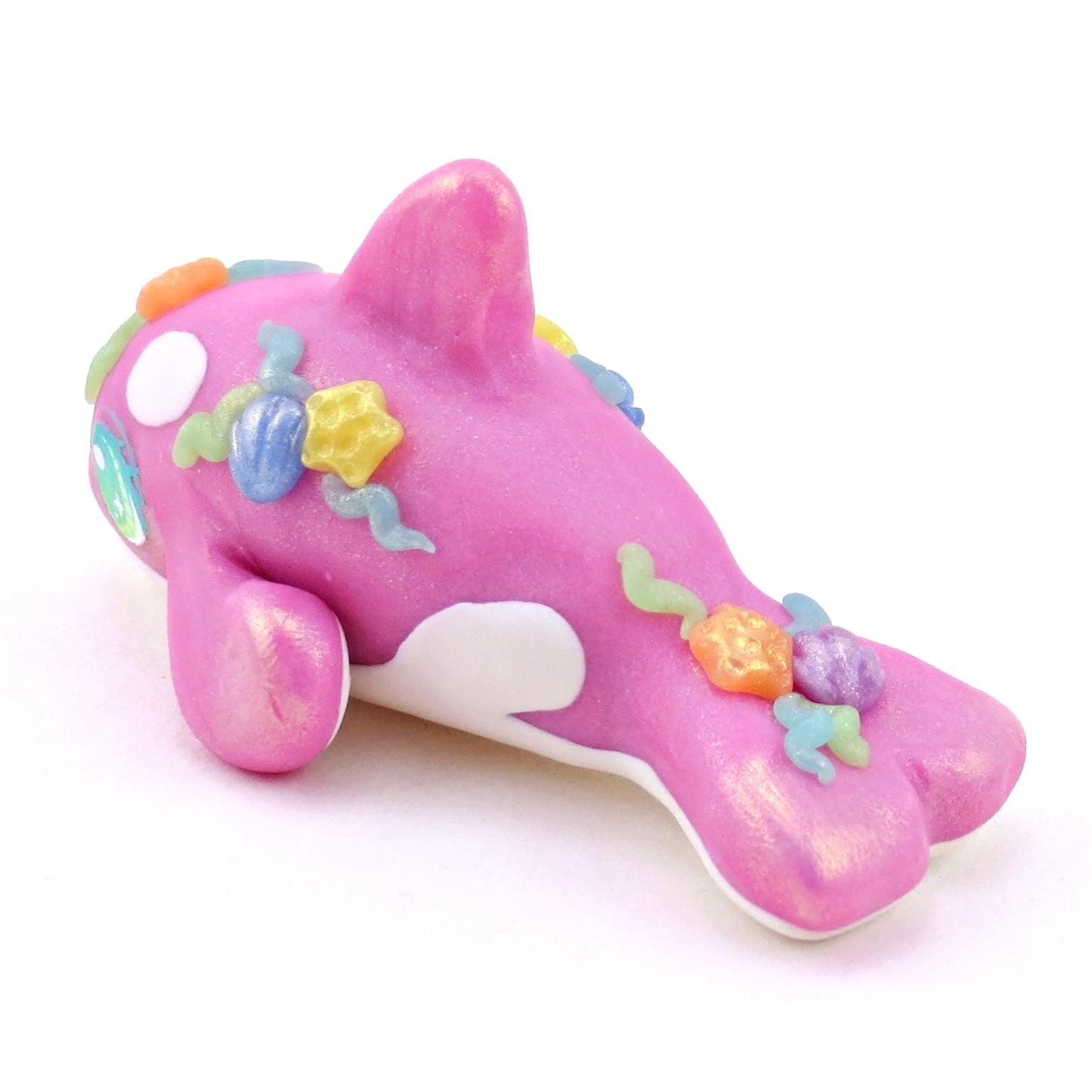 Seashell Pink/Purple Orca Figurine - Polymer Clay Ocean Collection