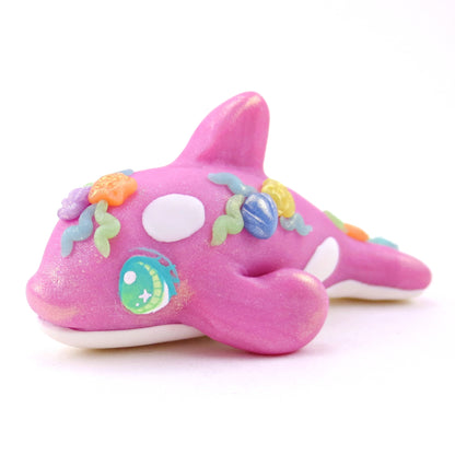 Seashell Pink/Purple Orca Figurine - Polymer Clay Ocean Collection