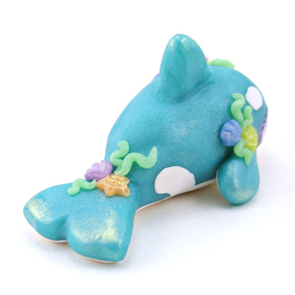 Seashell Blue/Green Orca Figurine - Polymer Clay Ocean Collection