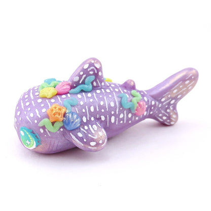 Seashell Purple Whale Shark Figurine - Polymer Clay Ocean Collection