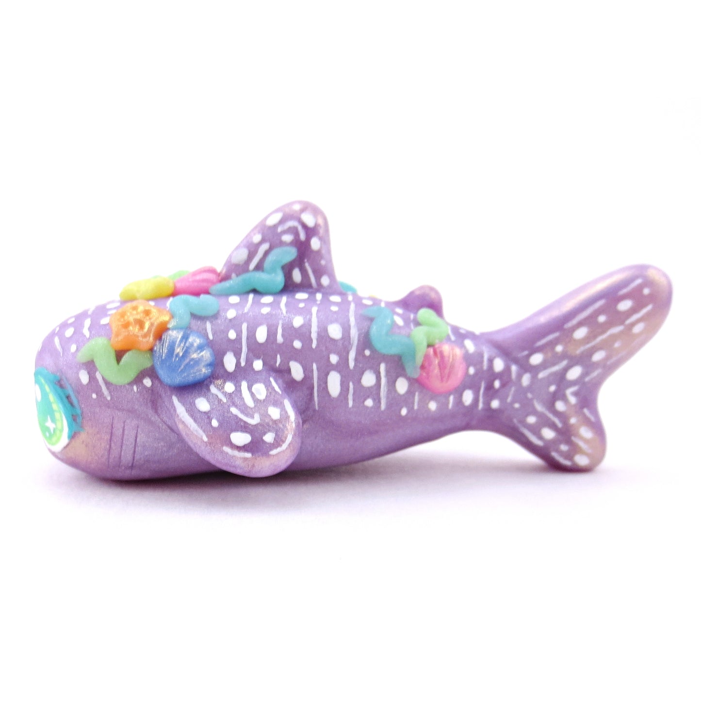 Seashell Purple Whale Shark Figurine - Polymer Clay Ocean Collection