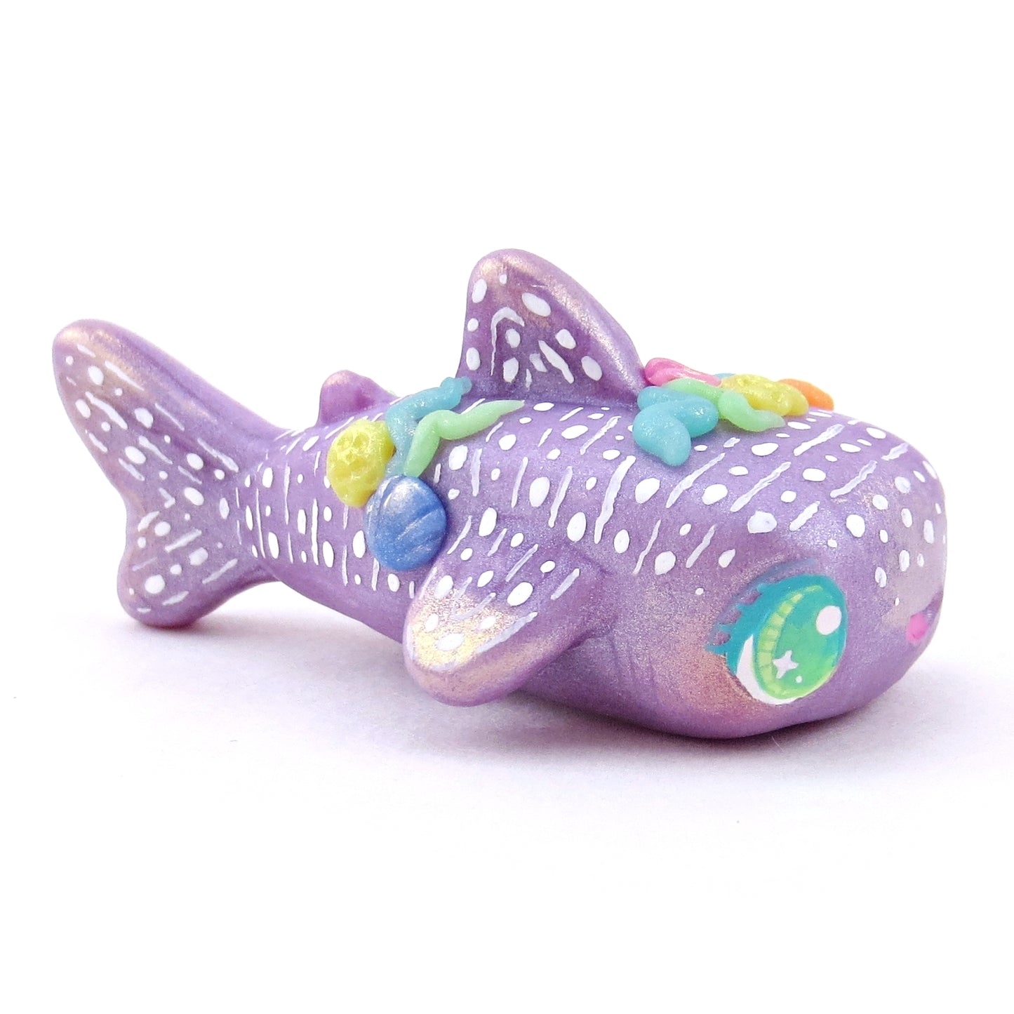 Seashell Purple Whale Shark Figurine - Polymer Clay Ocean Collection