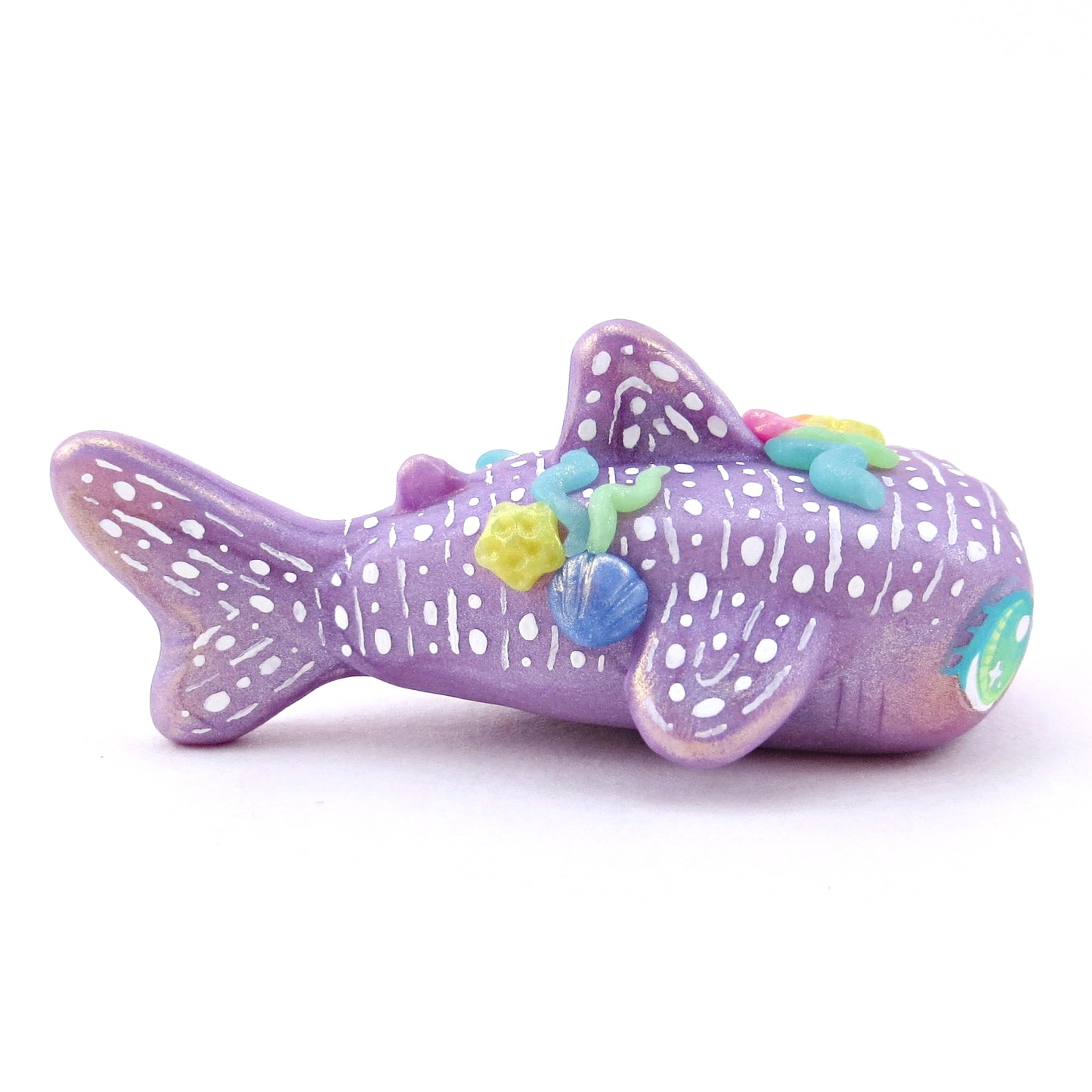 Seashell Purple Whale Shark Figurine - Polymer Clay Ocean Collection