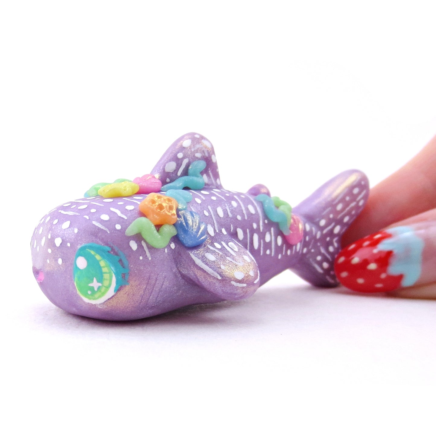 Seashell Purple Whale Shark Figurine - Polymer Clay Ocean Collection