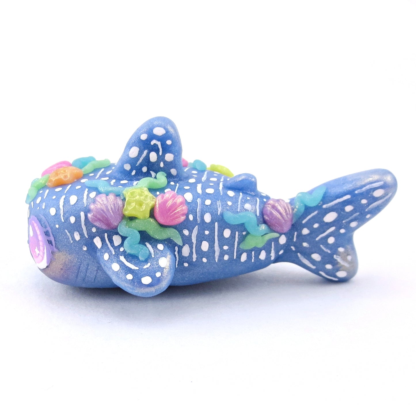 Seashell Blue Whale Shark Figurine - Polymer Clay Ocean Collection