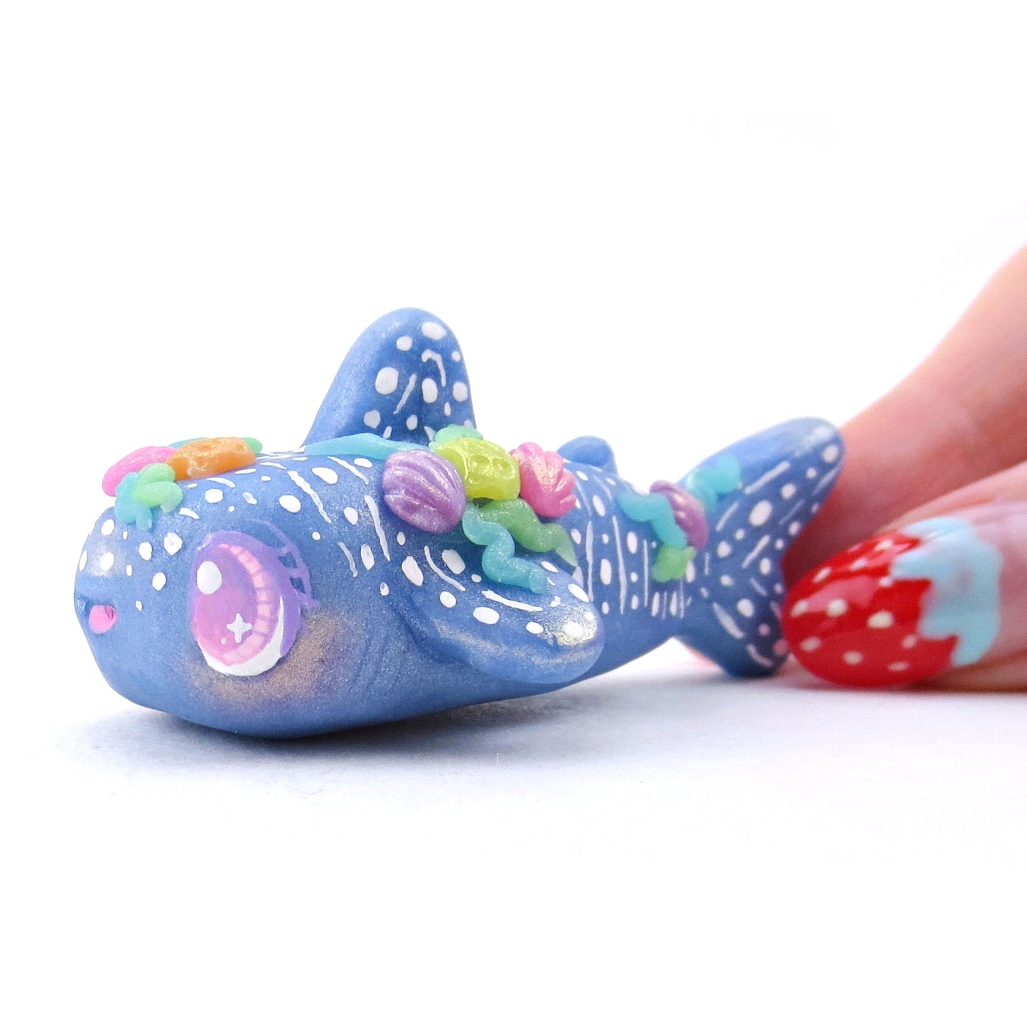 Seashell Blue Whale Shark Figurine - Polymer Clay Ocean Collection