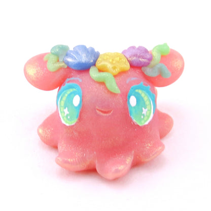 Seashell Pink Dumbo Octopus Figurine - Polymer Clay Ocean Collection