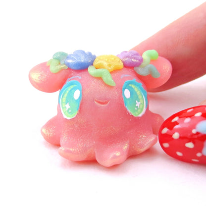 Seashell Pink Dumbo Octopus Figurine - Polymer Clay Ocean Collection