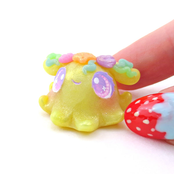 Seashell Yellow Dumbo Octopus Figurine - Polymer Clay Ocean Collection