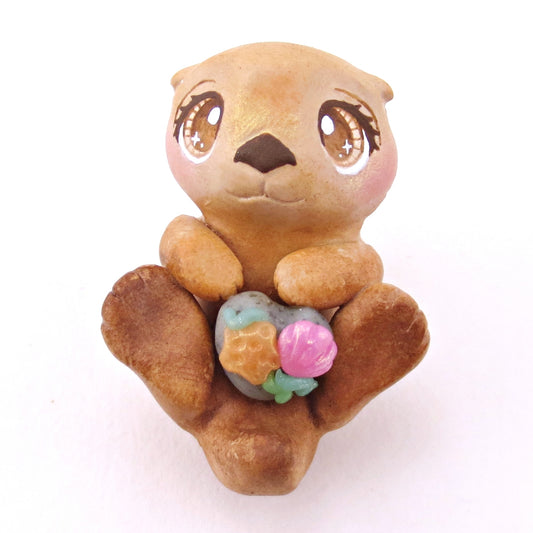 Sitting Otter Figurine - Polymer Clay Ocean Collection