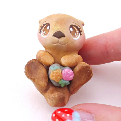 Sitting Otter Figurine - Polymer Clay Ocean Collection