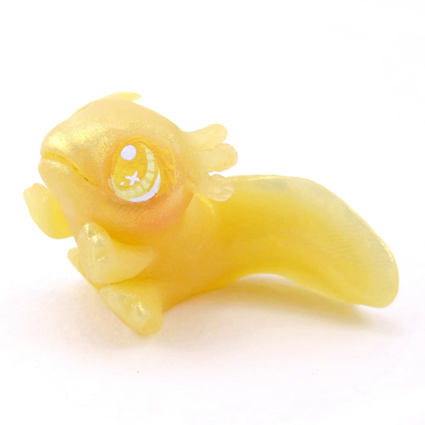 Waving Golden Axolotl Figurine - Polymer Clay Ocean Collection