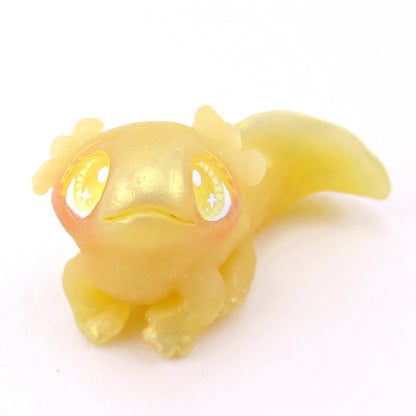 Sitting Golden Axolotl Figurine - Polymer Clay Ocean Collection