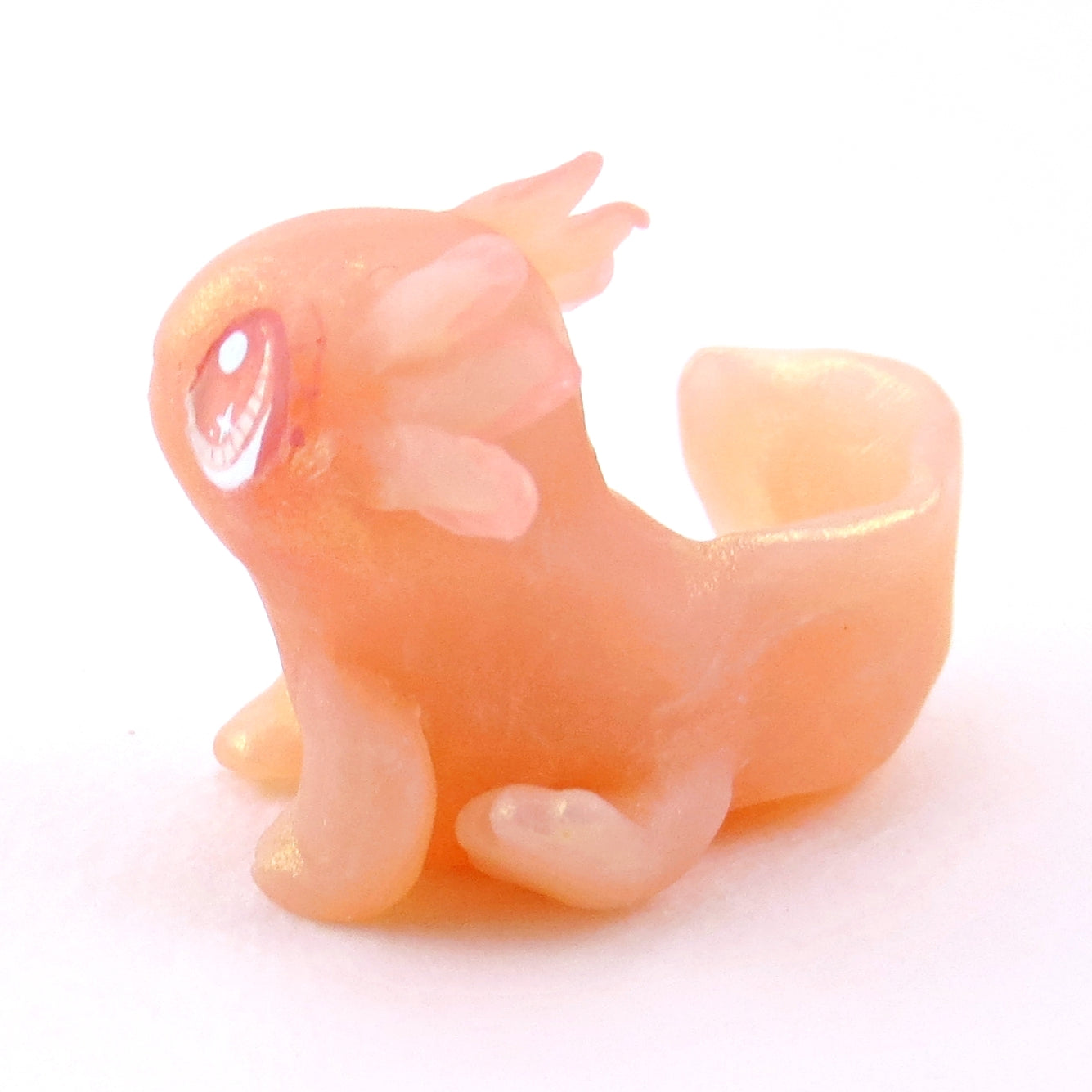 Sitting Pink Axolotl Figurine - Polymer Clay Ocean Collection