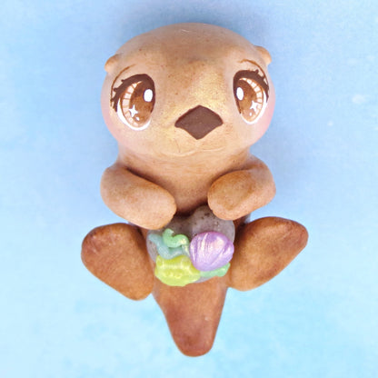 Floating Otter Figurine - Polymer Clay Ocean Collection