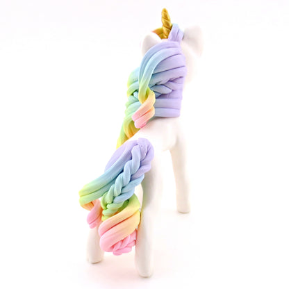 Rainbow Unicorn with Purple to Pink Hair Figurine - Polymer Clay Rainbow Animals