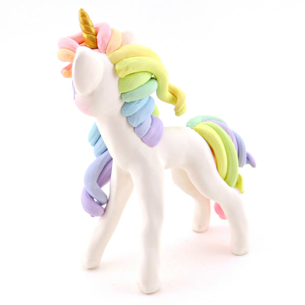 Rainbow Unicorn Figurine - Polymer Clay Rainbow Animals