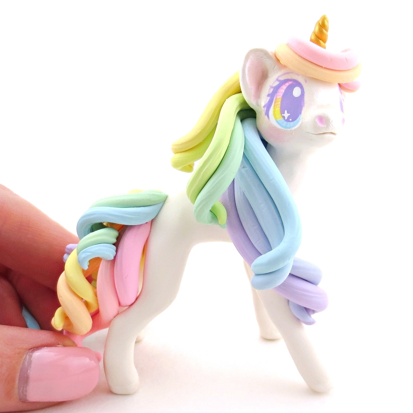 Rainbow Unicorn Figurine - Polymer Clay Rainbow Animals