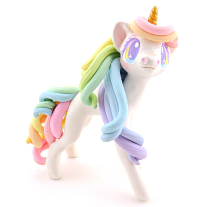 Rainbow Unicorn Figurine - Polymer Clay Rainbow Animals