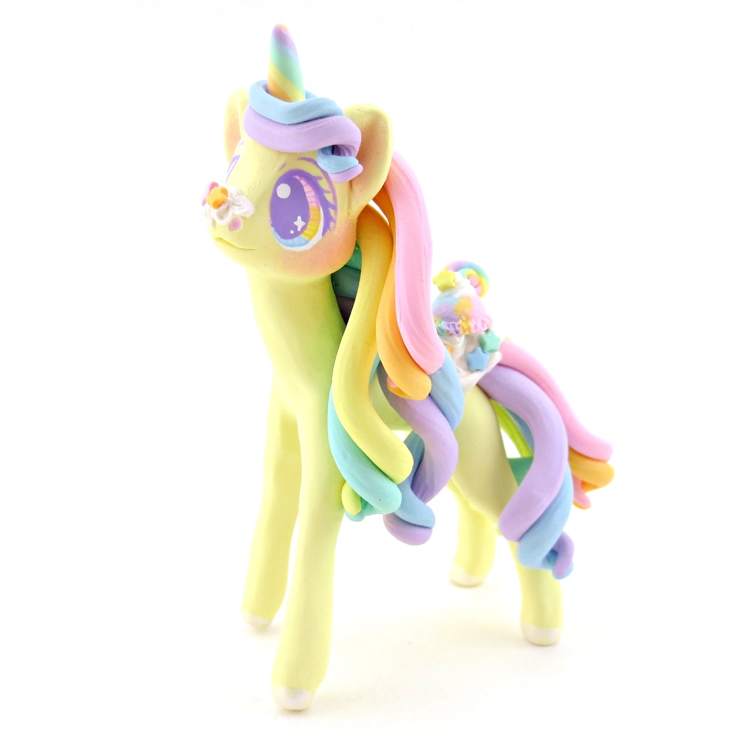 Rainbow Dessert Unicorn Figurine - Polymer Clay Rainbow Animals