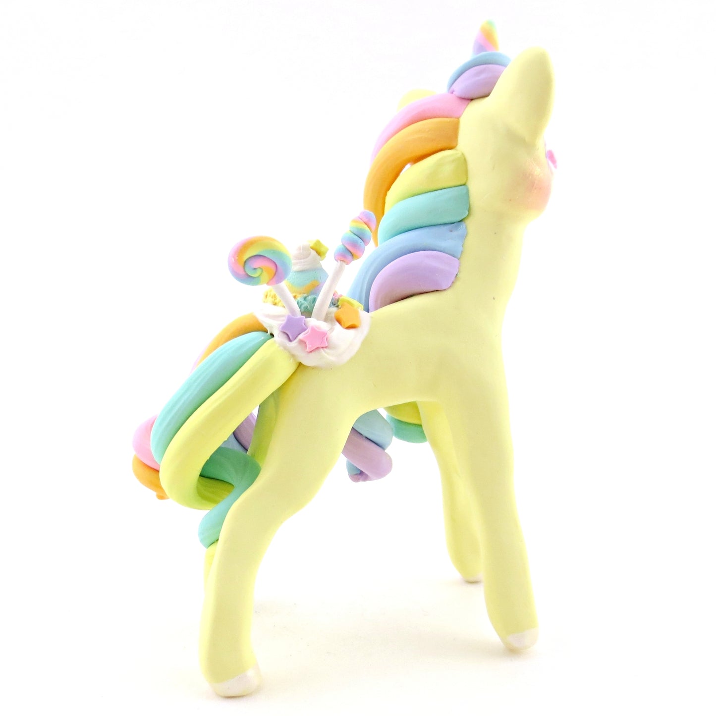 Rainbow Dessert Unicorn Figurine - Polymer Clay Rainbow Animals