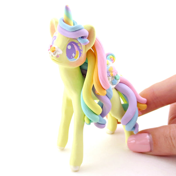 Rainbow Dessert Unicorn Figurine - Polymer Clay Rainbow Animals