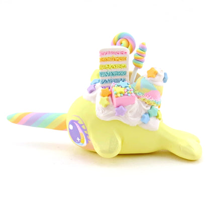 Rainbow Dessert Yellow Narwhal Figurine - Polymer Clay Rainbow Animals