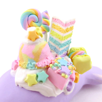 Rainbow Dessert Purple Narwhal Figurine - Polymer Clay Rainbow Animals