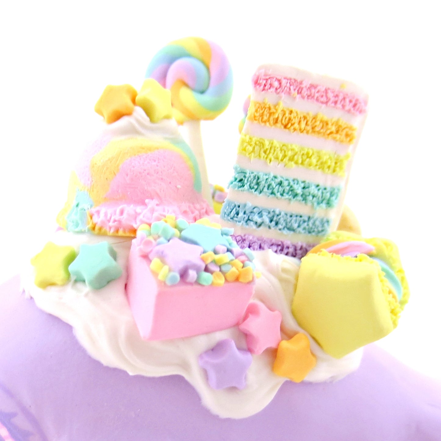 Rainbow Dessert Purple Narwhal Figurine - Polymer Clay Rainbow Animals