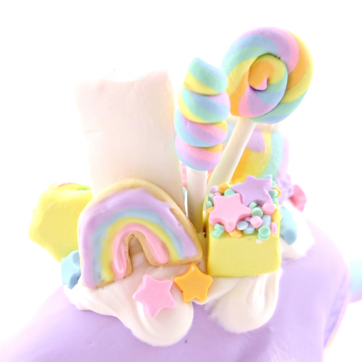 Rainbow Dessert Purple Narwhal Figurine - Polymer Clay Rainbow Animals